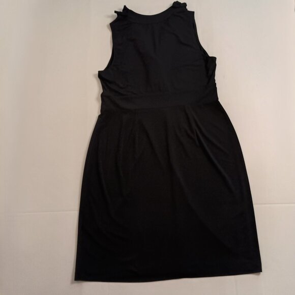 London Times Women’s Black Ruffle V-Neck Collar Dress Size 14 - Picture 7 of 15